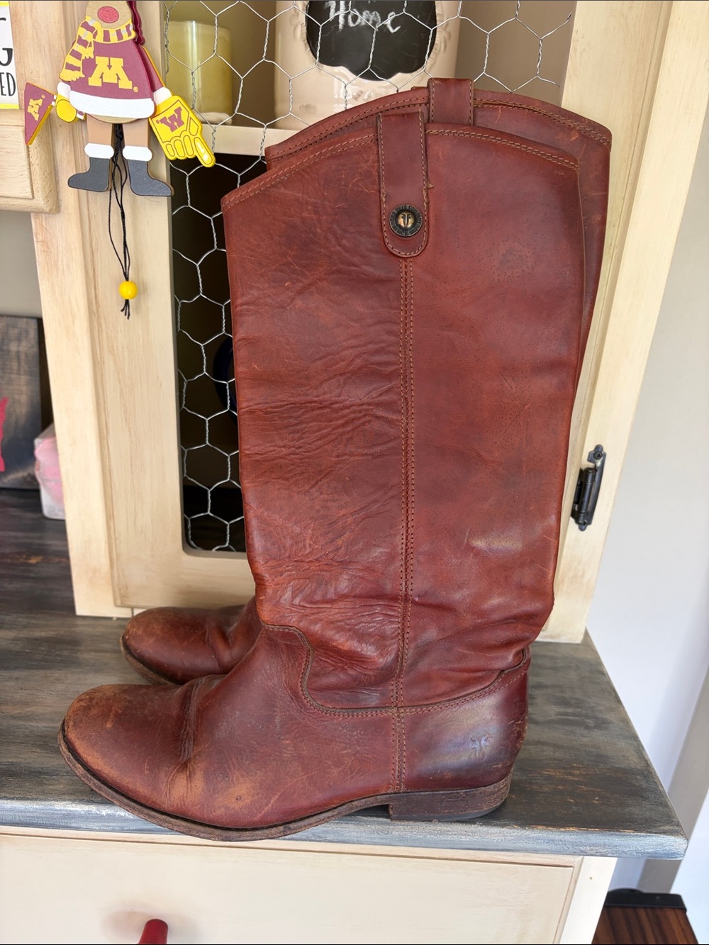 Frye Rustic Chestnut Leather Tall Women's Riding Boots size 9